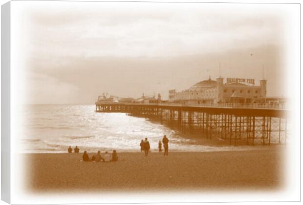 View of Brighton Pier from the beach. Brighton, UK. Canvas Print by Luigi Petro