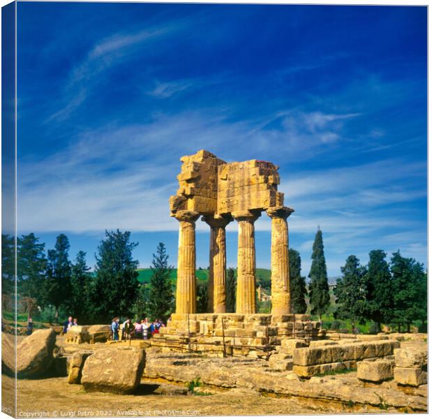 Castor and Pollux temple, Agrigento, Sicily, Italy Canvas Print by Luigi Petro