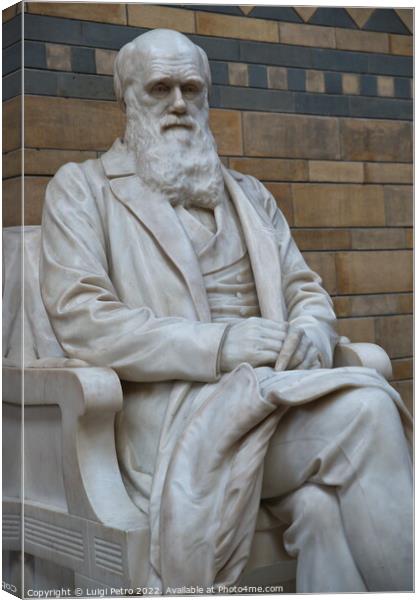 Statue of Charles Darwin in the Natural History Museum. London, UK. Canvas Print by Luigi Petro