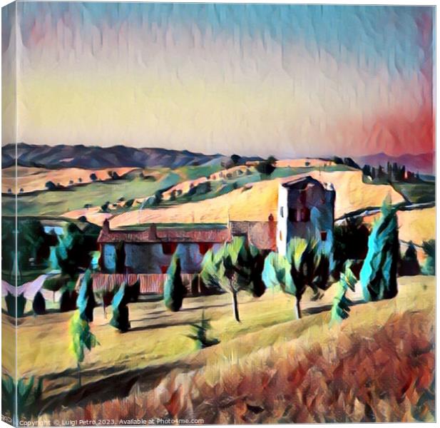 Landscape view of the Tuscany hills. Canvas Print by Luigi Petro