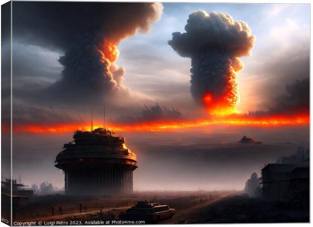 Nuclear war and end of civilization concept. Canvas Print by Luigi Petro