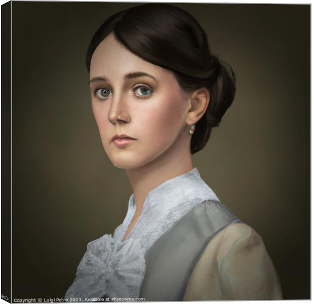 Classic studio portrait of  a Victorian young woma Canvas Print by Luigi Petro