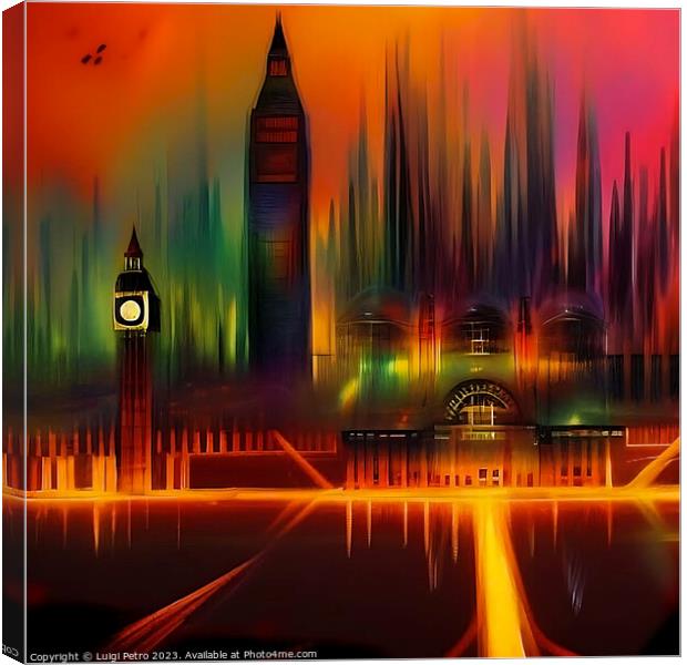 Colourful  London Skyline Generative AI Illustrati Canvas Print by Luigi Petro