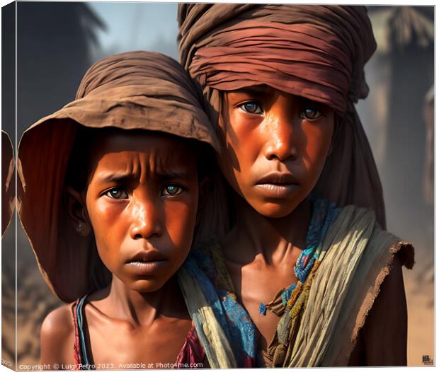 Two African children looking dejected. Canvas Print by Luigi Petro