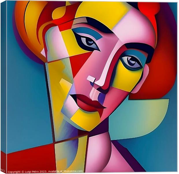 Cubist style portrait of a young woman. Canvas Print by Luigi Petro