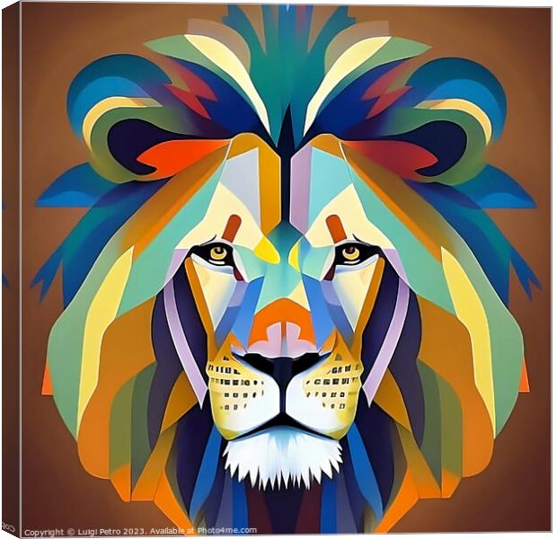 Portrait of a lion in modern style.. Canvas Print by Luigi Petro
