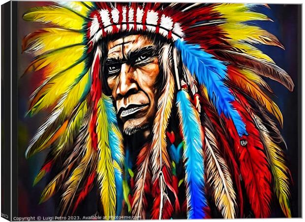 Majestic American Indian Chief Canvas Print by Luigi Petro
