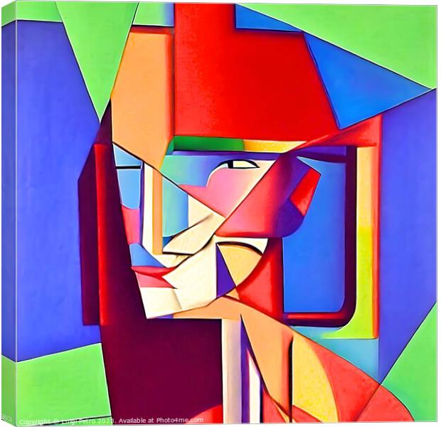 Vibrant Cubist Portrait of a Modern Woman Canvas Print by Luigi Petro