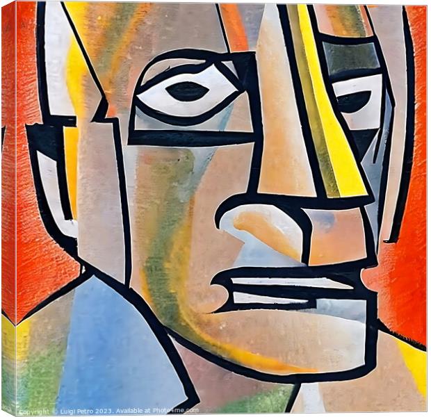 Vibrant Cubist Portrait of Elderly Man Canvas Print by Luigi Petro