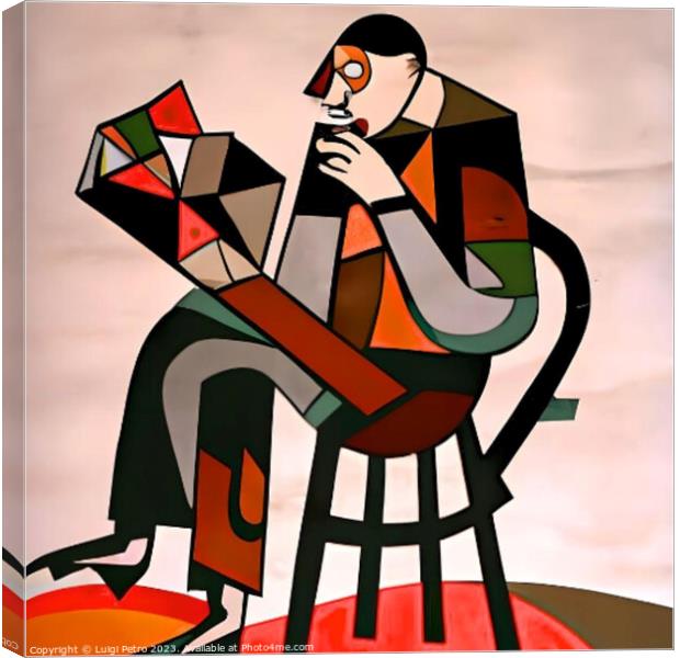 "Abstract Reading Man" Canvas Print by Luigi Petro