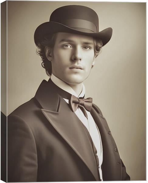 Studio portrait of a young man in Victorian times. Canvas Print by Luigi Petro