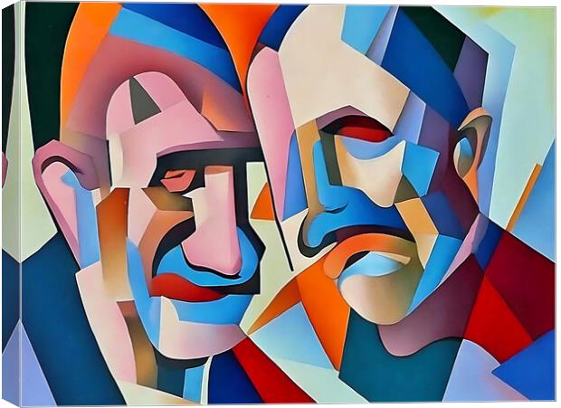 Two Elders in Cubist Harmony Canvas Print by Luigi Petro