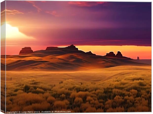 Red sunset over the countryside. Canvas Print by Luigi Petro
