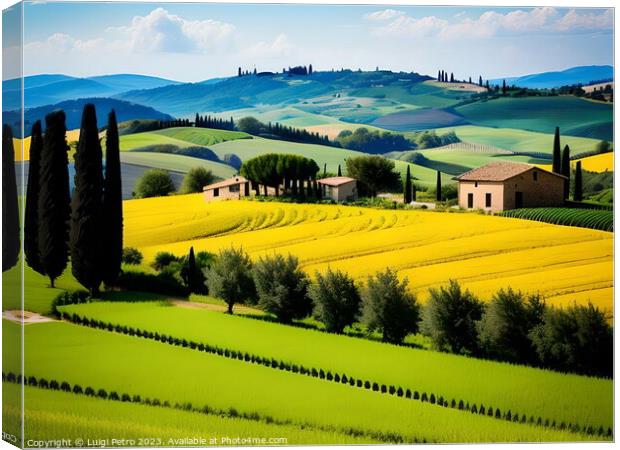 Farmhouse among the  rolling hills of Tuscany, Ita Canvas Print by Luigi Petro