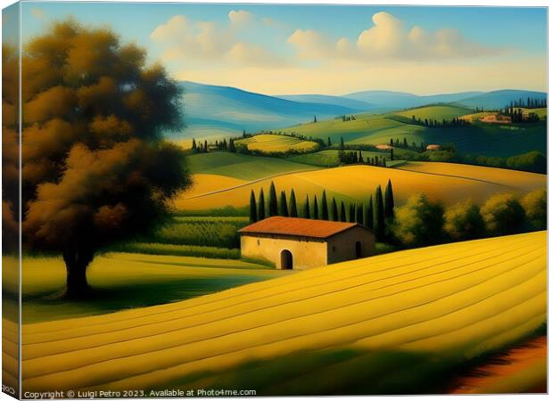Farmhouse among  the rolling hills of Tuscany, Ita Canvas Print by Luigi Petro