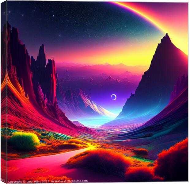 Captivating Colors of a Vibrant Sunset over a vall Canvas Print by Luigi Petro