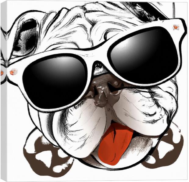Bulldog's Comical Quirkiness Captured Canvas Print by Luigi Petro