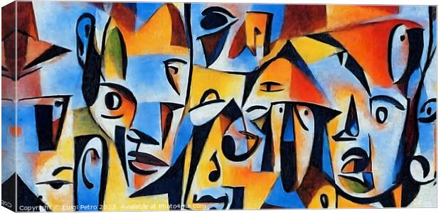 Vibrant Cubist-Inspired Abstract Portrait Canvas Print by Luigi Petro