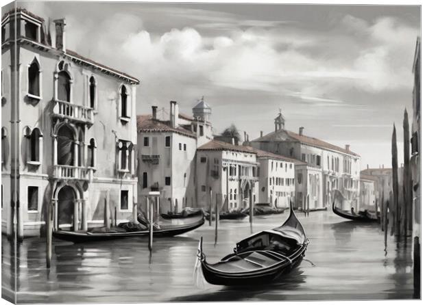 Venetian Splendor: Gondolas gliding on the Grand Canal Canvas Print by Luigi Petro