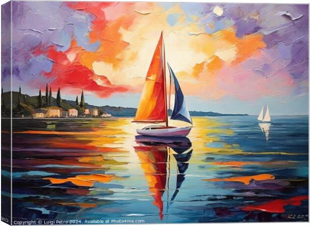 Abstract Sailboat Painting In Fauvism Style Canvas Print by Luigi Petro