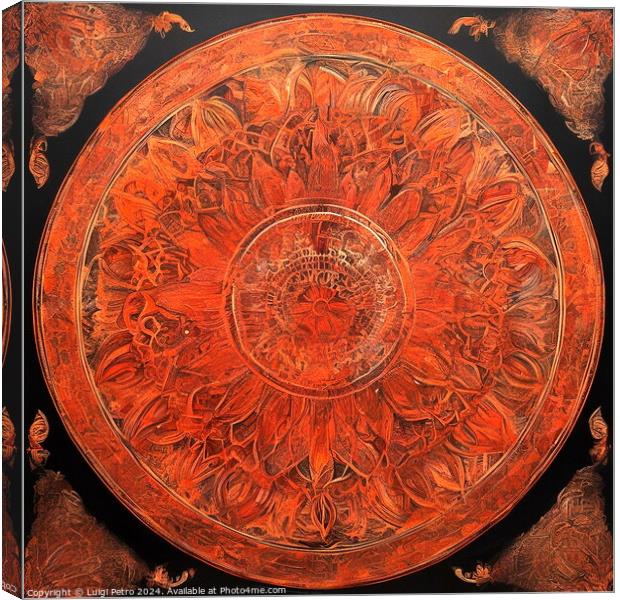 Fiery Mandala in red and orange. Canvas Print by Luigi Petro