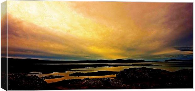 Sunset over Tectonic Plates in Iceland  Canvas Print by Sue Bottomley