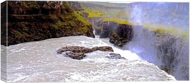  Gullfoss ( Golden Falls ) Iceland Canvas Print by Sue Bottomley