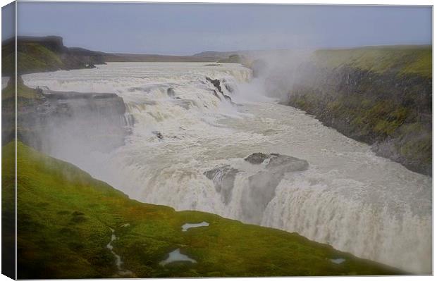  Gullfoss ( Golden Falls ) Iceland. Canvas Print by Sue Bottomley