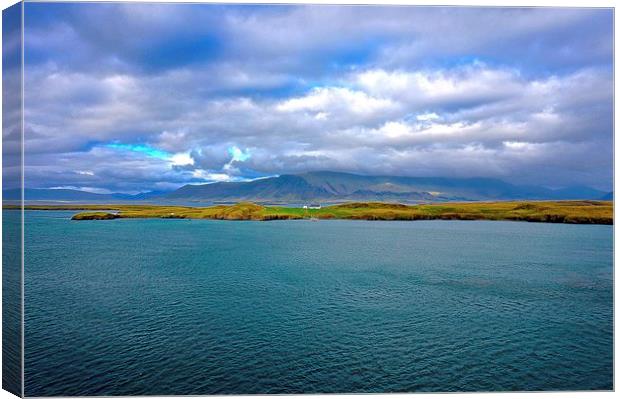  View from Revkiavik Iceland Harbour Canvas Print by Sue Bottomley