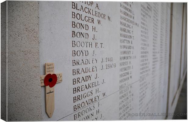 The Menin Gate Poppy Canvas Print by Roger Cruickshank