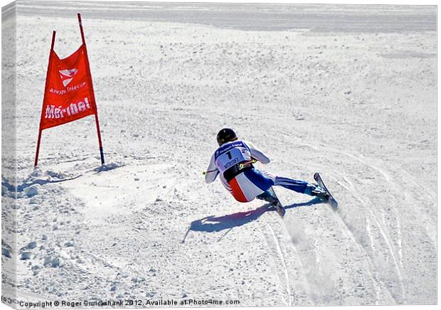 Downhill Alpine Ski Racer Canvas Print by Roger Cruickshank