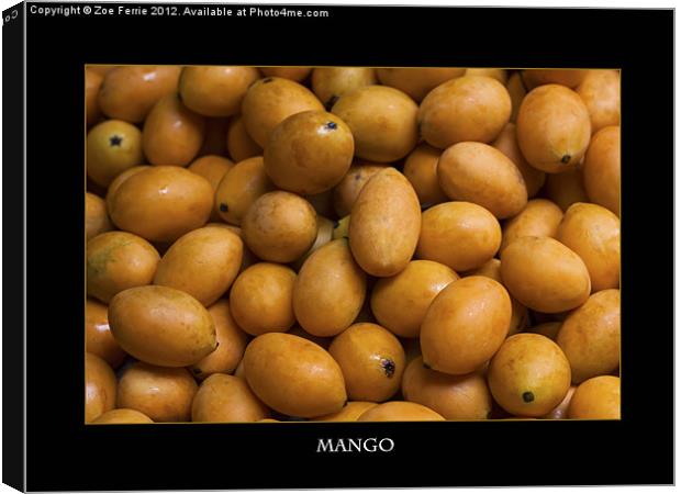 Market Mangoes against black background Canvas Print by Zoe Ferrie