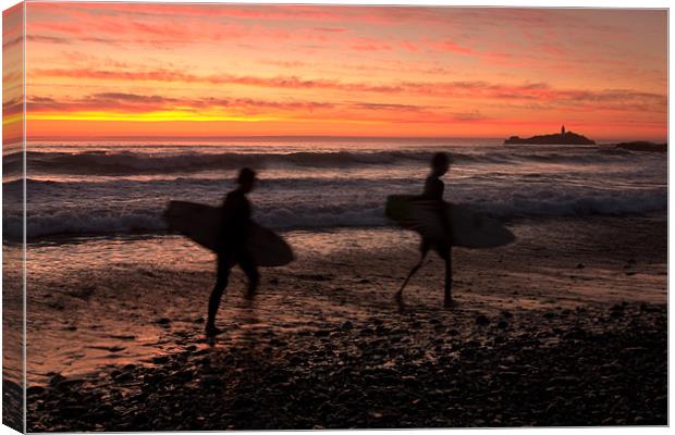 Surfers Sunset Canvas Print by David Smith