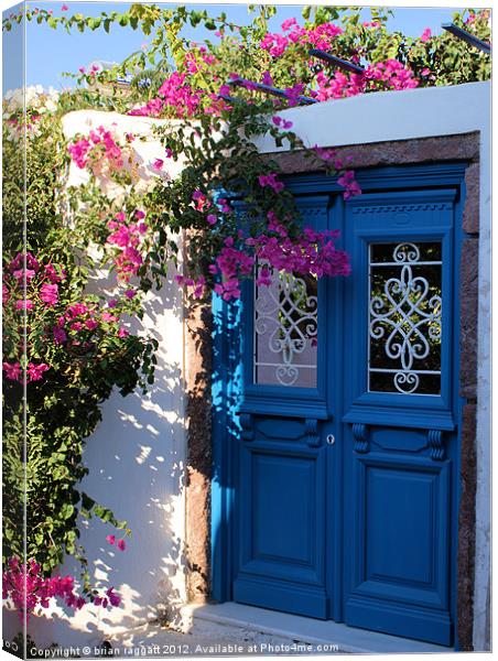 Greek Santorini Doors Canvas Print by Brian  Raggatt