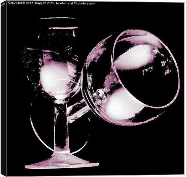 Two Wine Glasses On Black Canvas Print by Brian  Raggatt