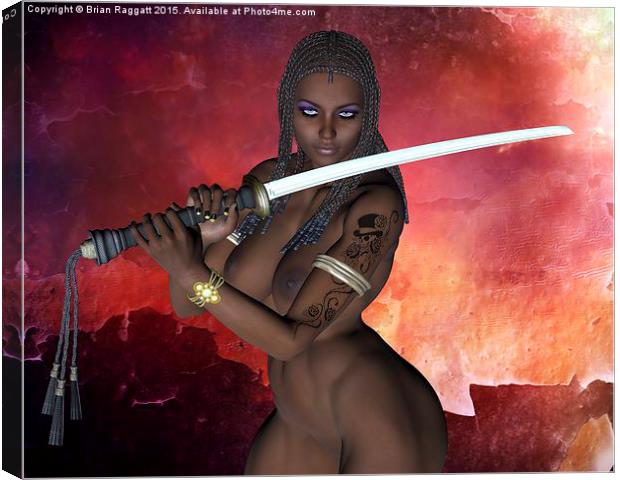  Dark Samurai sword girl nude Canvas Print by Brian  Raggatt