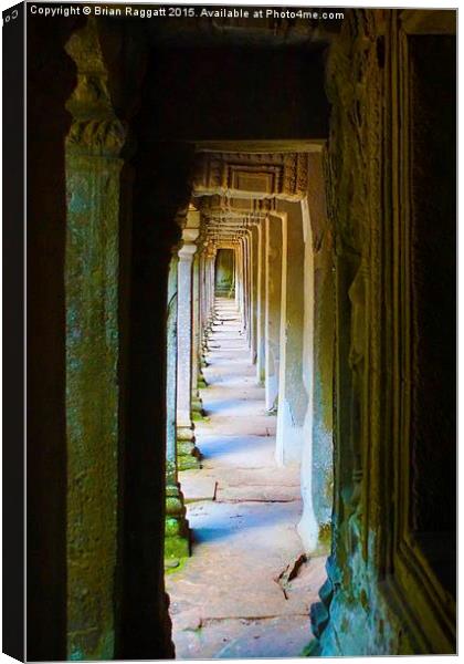  Corridor Angkor Wat Canvas Print by Brian  Raggatt