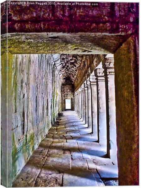  Temple Corridor Angkor Wat Cambodia  HDR Canvas Print by Brian  Raggatt