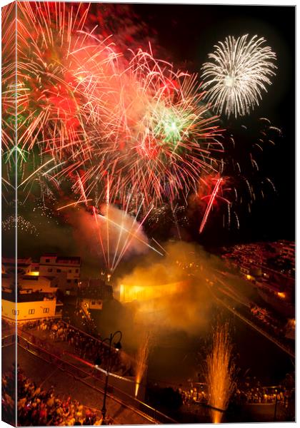 Fireworks at Puerto Santiago fiesta Canvas Print by Phil Crean