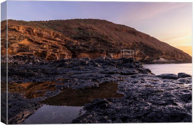 Rockpool and Amarilla mountain, Tenerife Canvas Print by Phil Crean