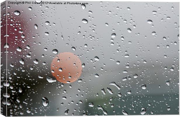 Raindrops and orange circle on window Canvas Print by Phil Crean