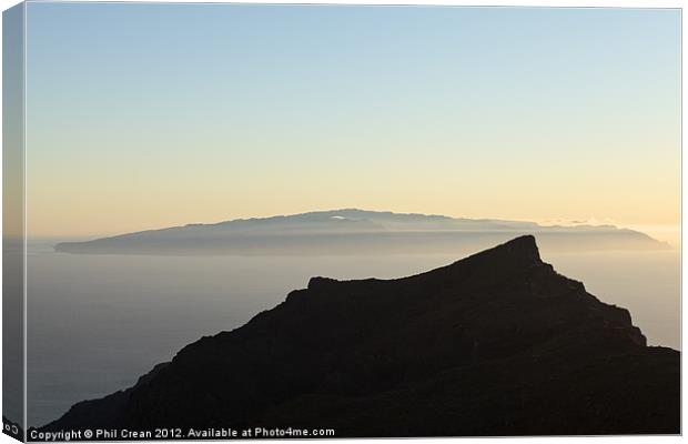 La Gomera at sunset from Tenerife Canvas Print by Phil Crean