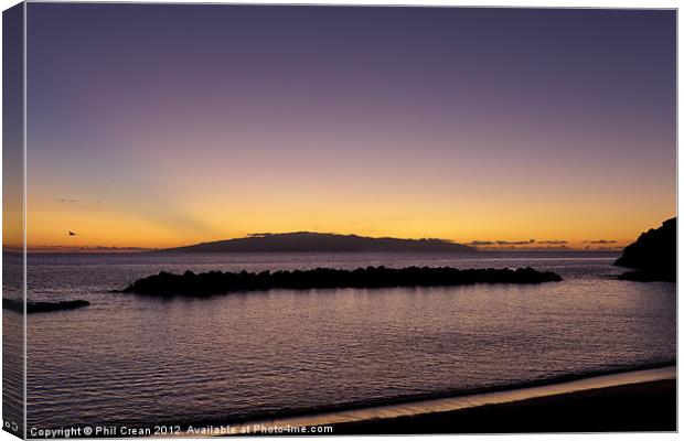 Sunset over Gomera, from Tenerife Canvas Print by Phil Crean
