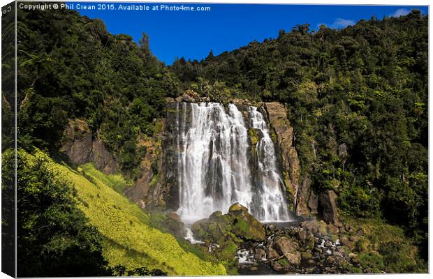  Marokopa falls waterfall, New Zealand. Canvas Print by Phil Crean