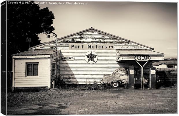  Disused petrol station 1, New Zealand Canvas Print by Phil Crean