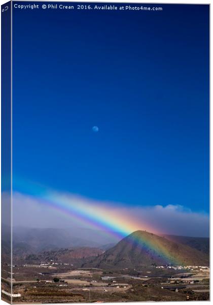 Rainbow, Moon & Mountain Canvas Print by Phil Crean