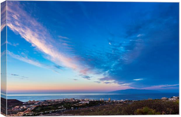 Dawn sky over Los Cristianos, Tenerife Canvas Print by Phil Crean