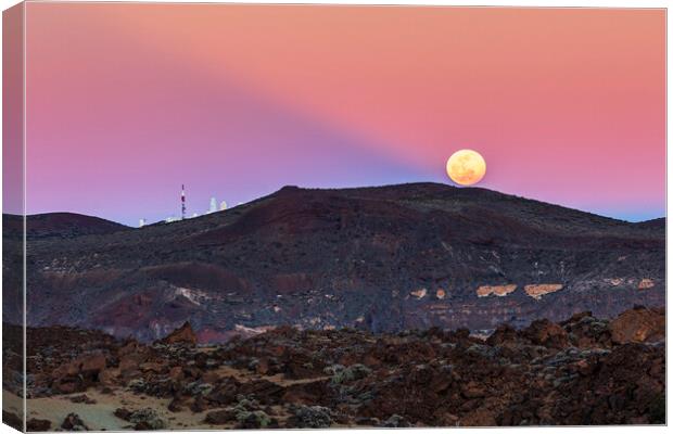 Full moon rising, Izaña, Tenerife Canvas Print by Phil Crean