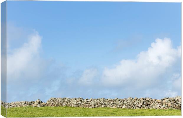 Dry stone wall, field and sky, Mayo, Ireland Canvas Print by Phil Crean