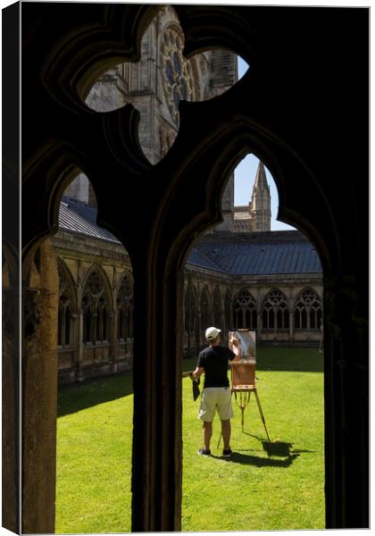 Artist at work, Lincoln Cathedral, England Canvas Print by Phil Crean